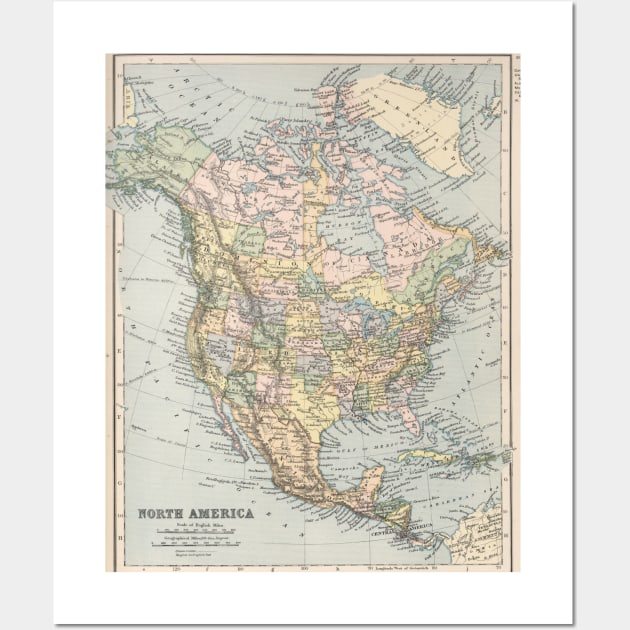 Vintage Map of North America (1892) Wall Art by Bravuramedia